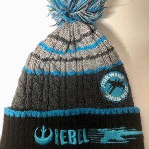 Star Wars Geretex Rebel Knitted Beanie Winter Hat Cap with Pom Blue SIZE 8-16